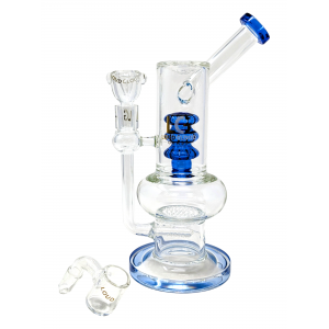 9" Loud Cloud Glass Triple Matrix Perc W/ Single Honeycomb Perc Water Pipe W/ Banger - [TE-107]
